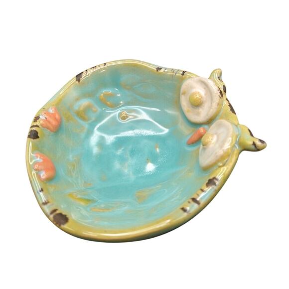 Decorative Blue Ceramic Owl Trinket Dish • Ashtray • Berry Bowl - Picture 5 of 9